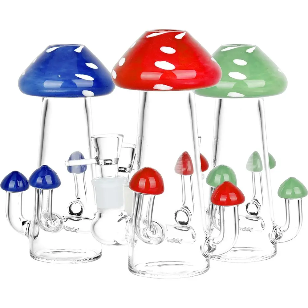 Old School Toadstool Glass Water Pipe - 6" / 14Mm F / Colors Vary 1