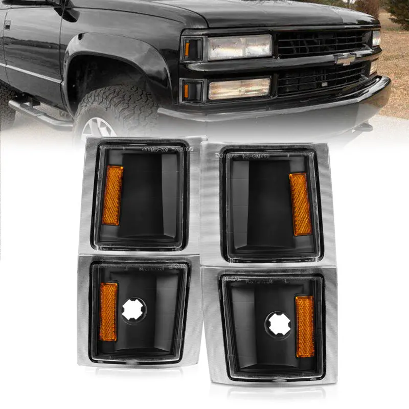 Anzo 1994-1998 Chevrolet Blazer Corner Lights Black Housing Clear Lens W/ Amber Reflector 1