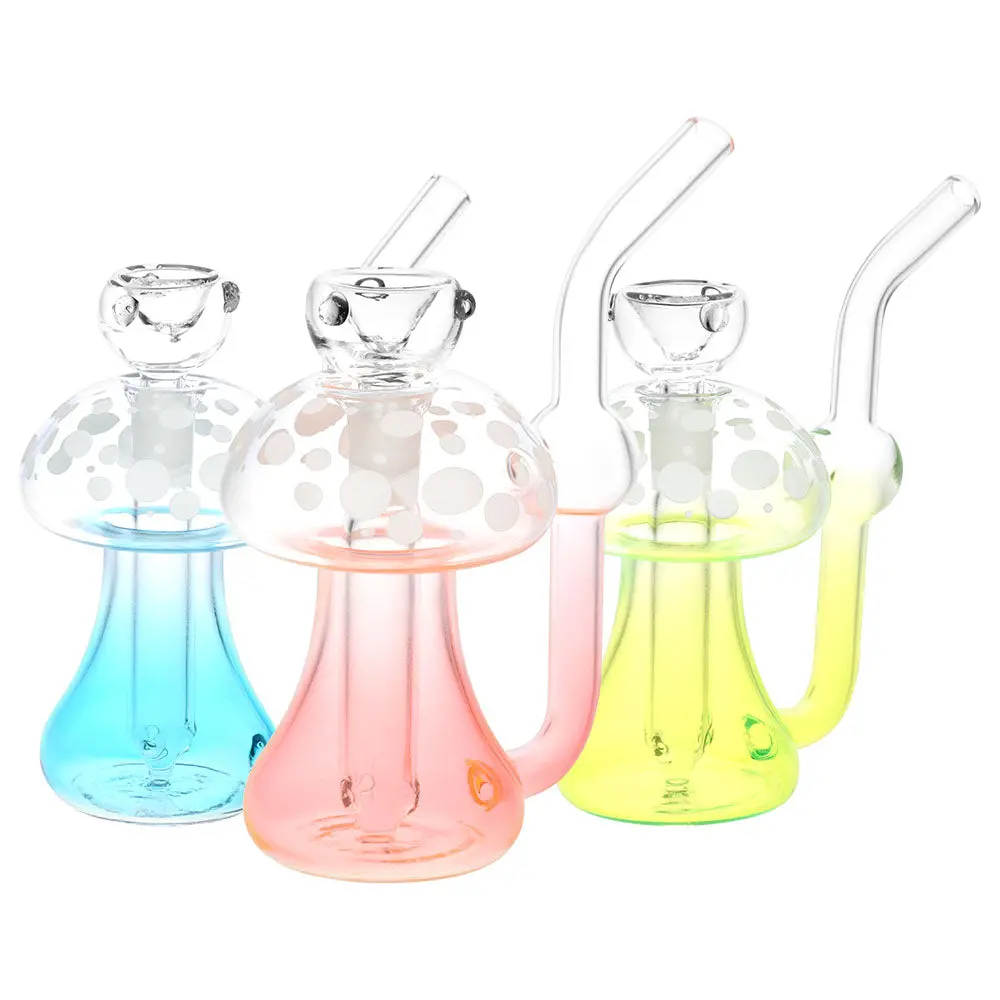 Phosphorescent Fungi Glow In The Dark Glass Bubbler - 4.75" / 14Mm F / Colors Vary 1