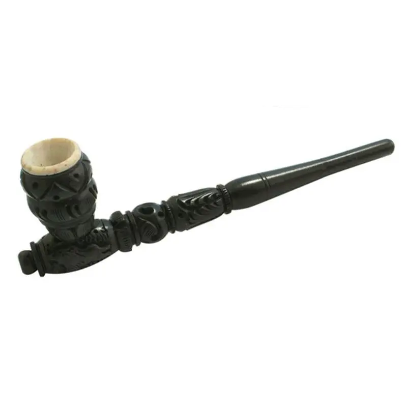 Wooden Pipe W/ Wood & Stone Bowl | 8 Inch 1