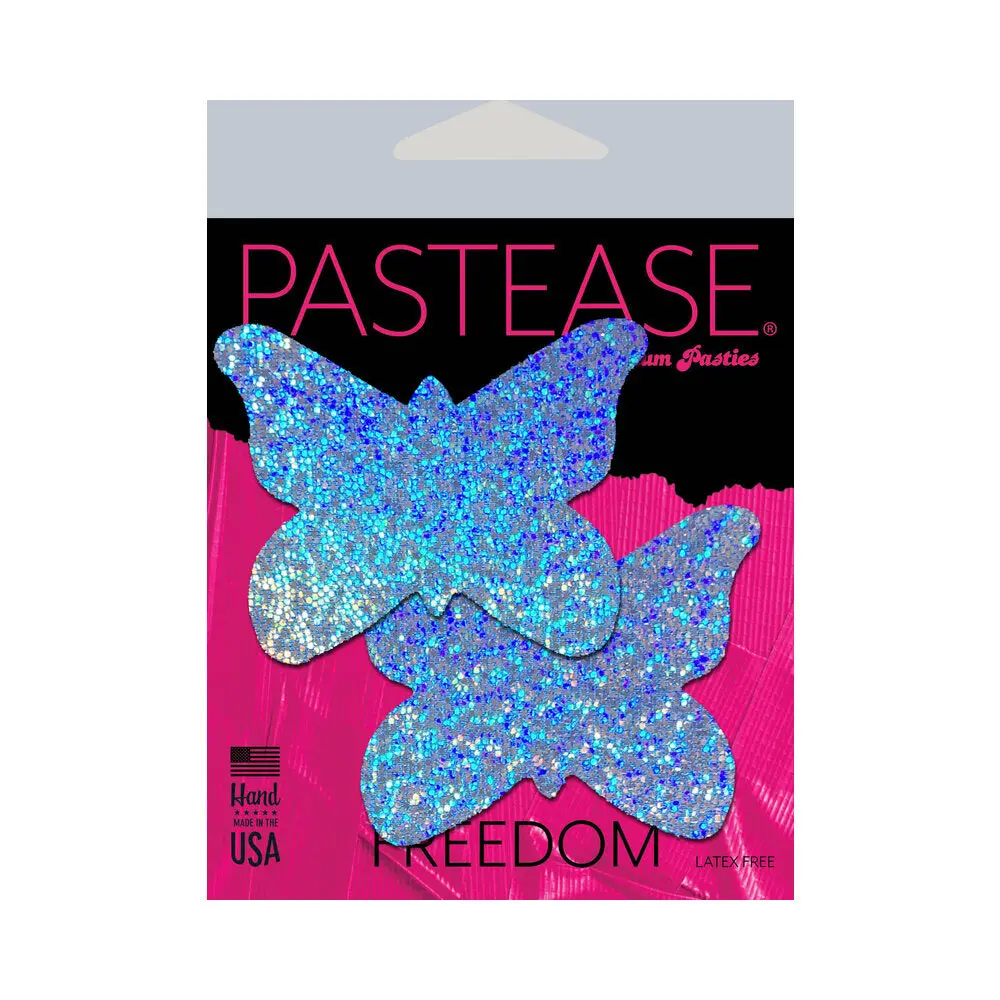 Pastease Butterfly: Baby Blue Glitter Butterflies Nipple Pasties 1