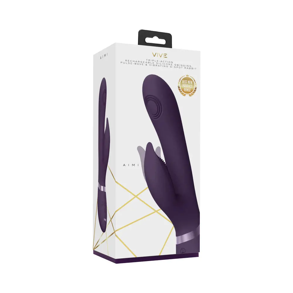 Vive Aimi Rechargeable Swinging Pulse-Wave Silicone Rabbit Vibrator Purple 1