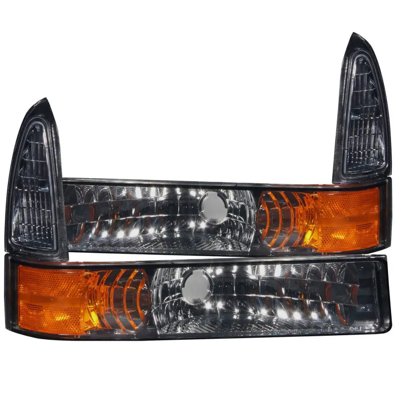 Anzo 2000-2004 Ford Excursion Euro Parking Lights Smoke W/ Amber Reflector 1