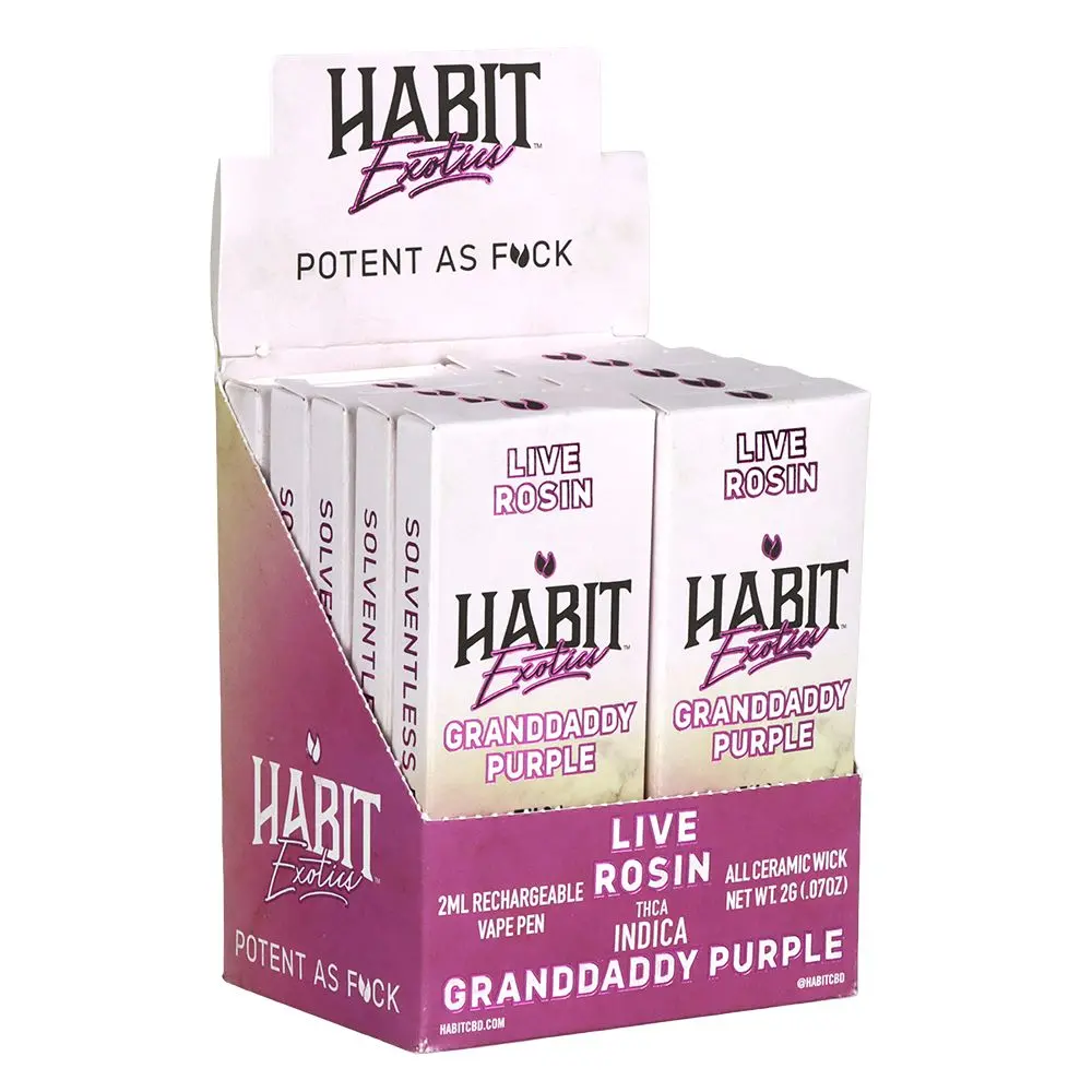 Habit Exotics Thca Live Rosin Disposable | 2G | 10Ct Display 1