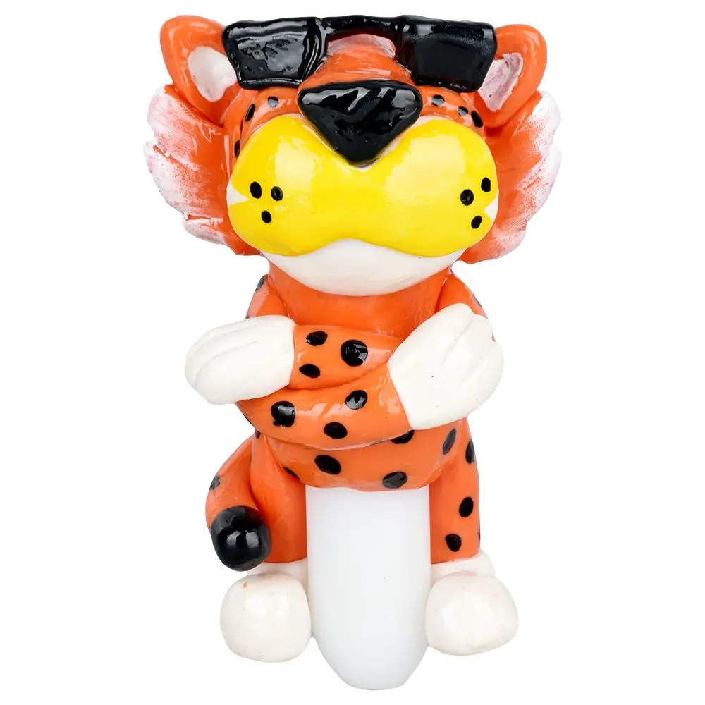 Cheezy Cheetah Enamel On Glass Hand Pipe - 5.5" 1