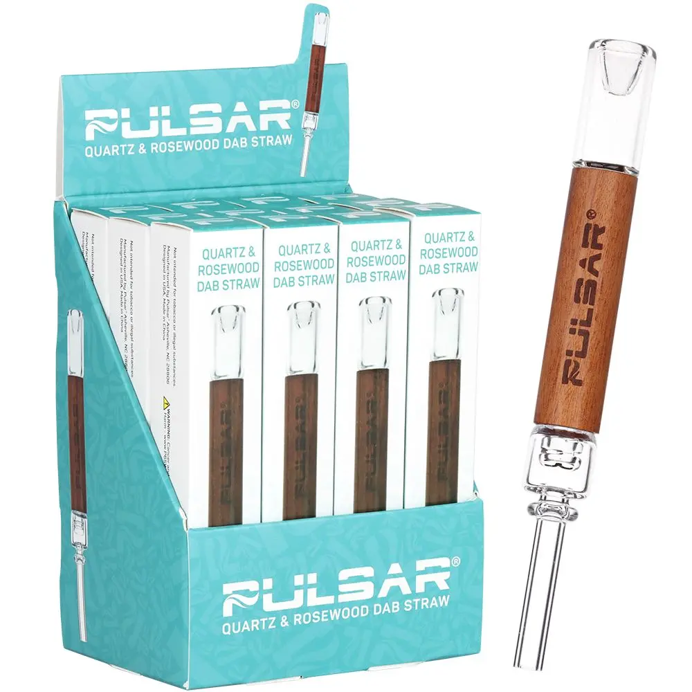 12Ct Display - Pulsar Quartz & Rosewood Deco Dab Straw - 5.75" 1