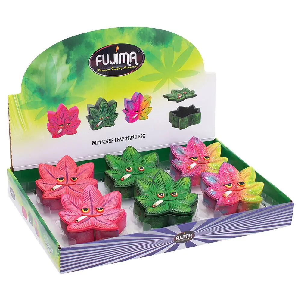 Fujima Stoned Hemp Leaf Stash Box - 3.5" X 3.5" 6Ct 1