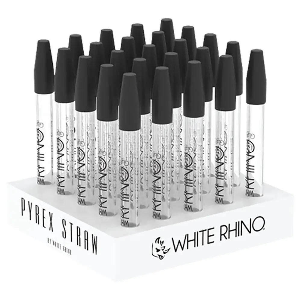 White Rhino Dab Straw W/ Silicone Cap | 5" | 25Pc Display 1