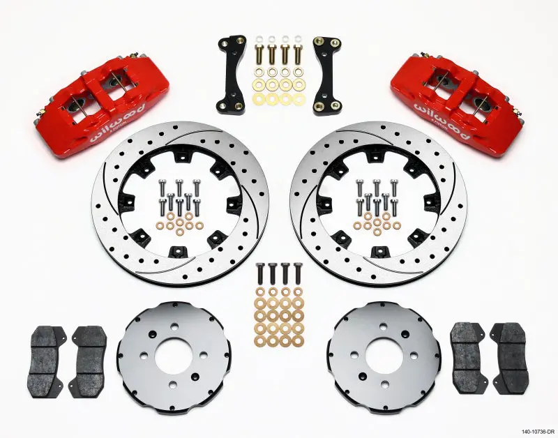 Wilwood Dynapro 6 Front Hat Kit 12.19In Drilled Red 90-99 Civic W/240 Mm Disc 1