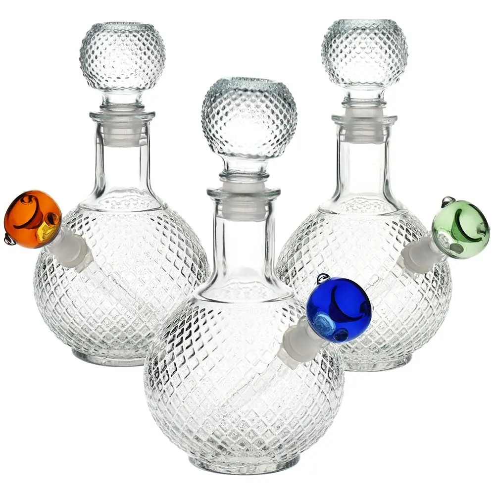 Vintage Decanter Style Glass Water Pipe W/ Cap - 7.5" / Cruet 1