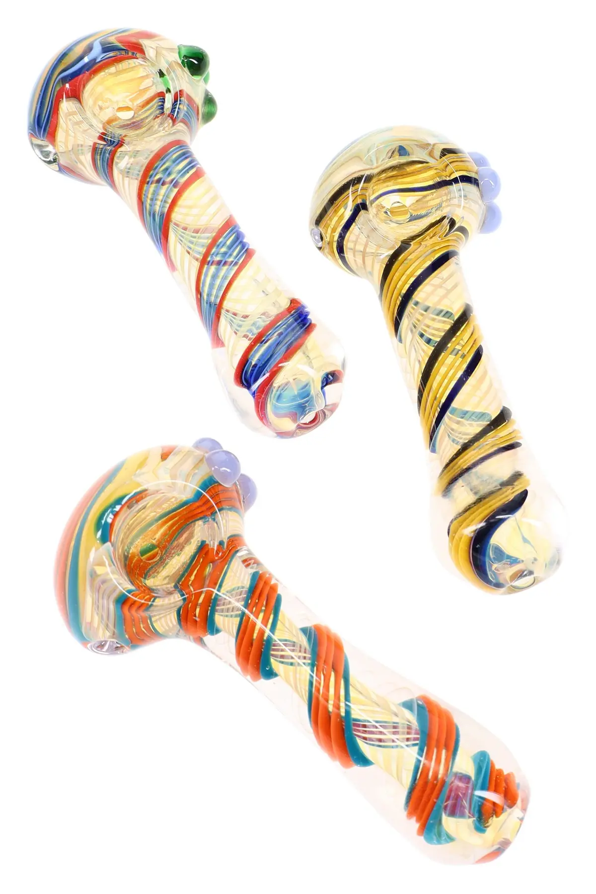 Color Changing Swirl Striped Glass Hand Pipe “Rainbow Ribbon” – 4½″ 1