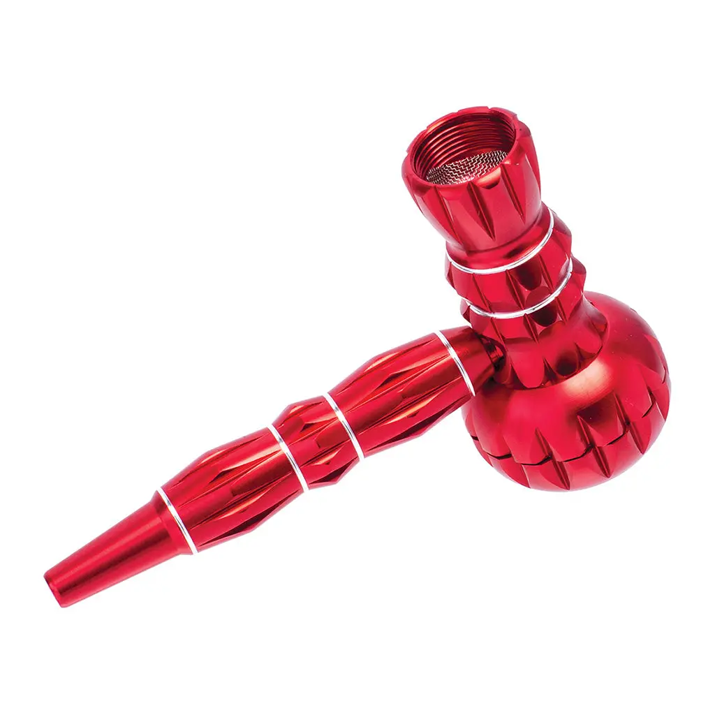 Aluminum Ribbed Smoking Pipe With Grinder 6