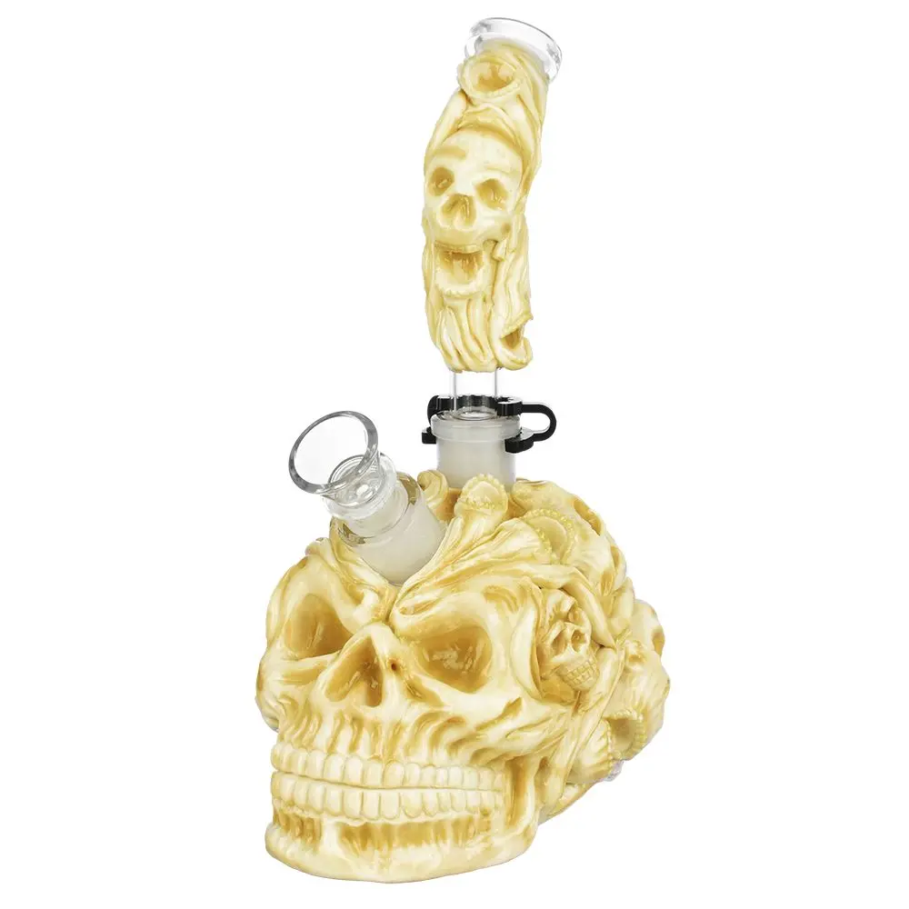 Skull Pile Sugar Skull Glass Water Pipe - 9.5" / 19Mm F 1