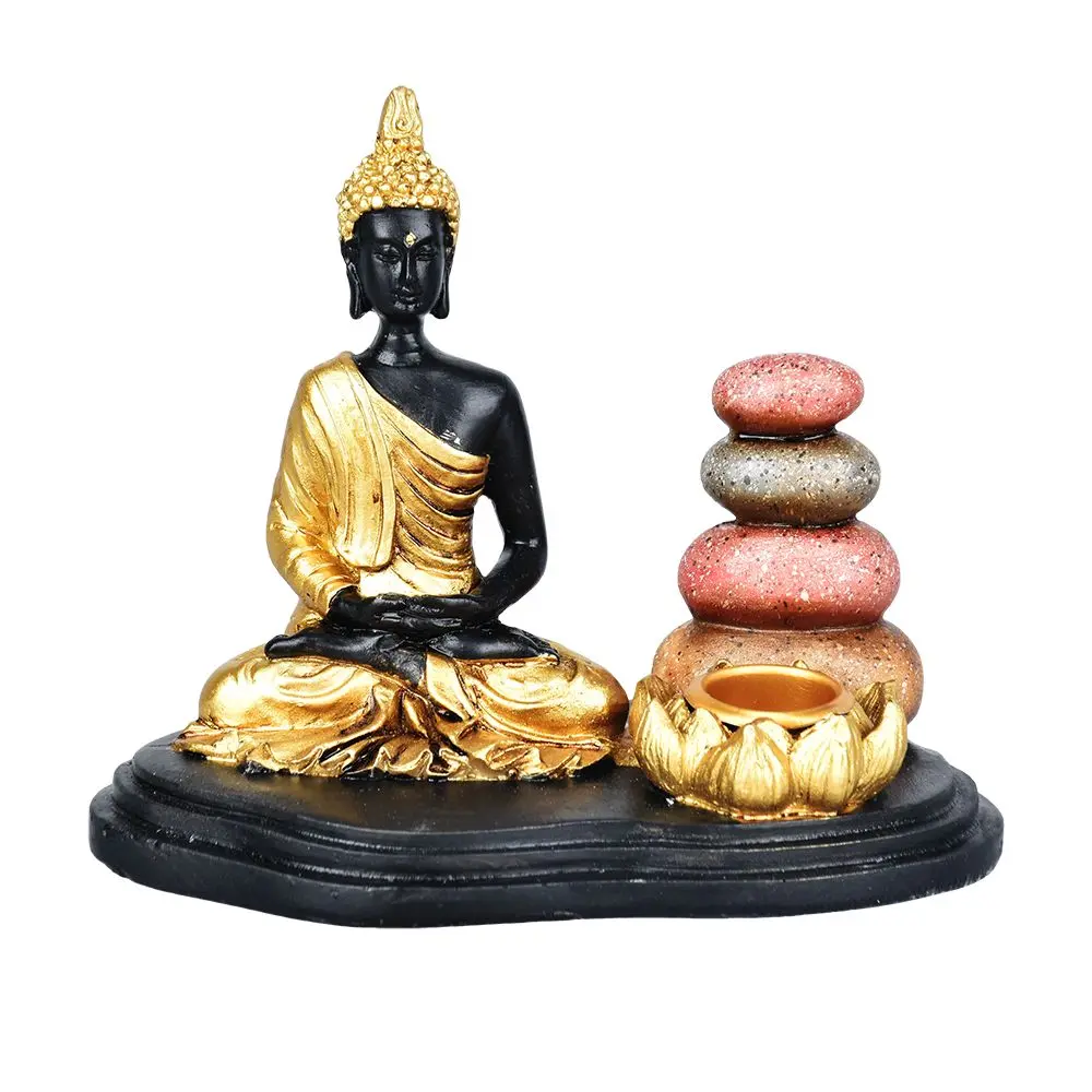 Sitting Buddha & Cairns Dual Incense Burner - 5" 1