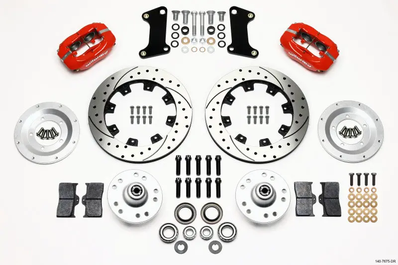 Wilwood Forged Dynalite Front Kit 12.19In Drilled Red 67-69 Camaro 64-72 Nova Chevelle 1