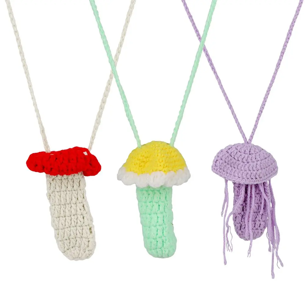 Trippy Crochet Mushroom Vape Or Lighter Holder Necklace - 14" / Designs Vary 1
