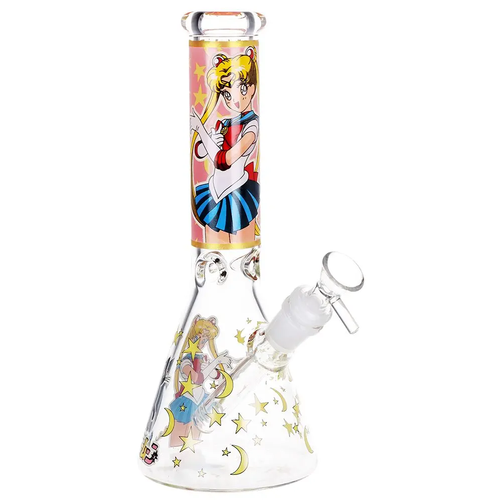 Japanese Animation Girl Beaker Glass Water Pipe - 10" / 14Mm F 1