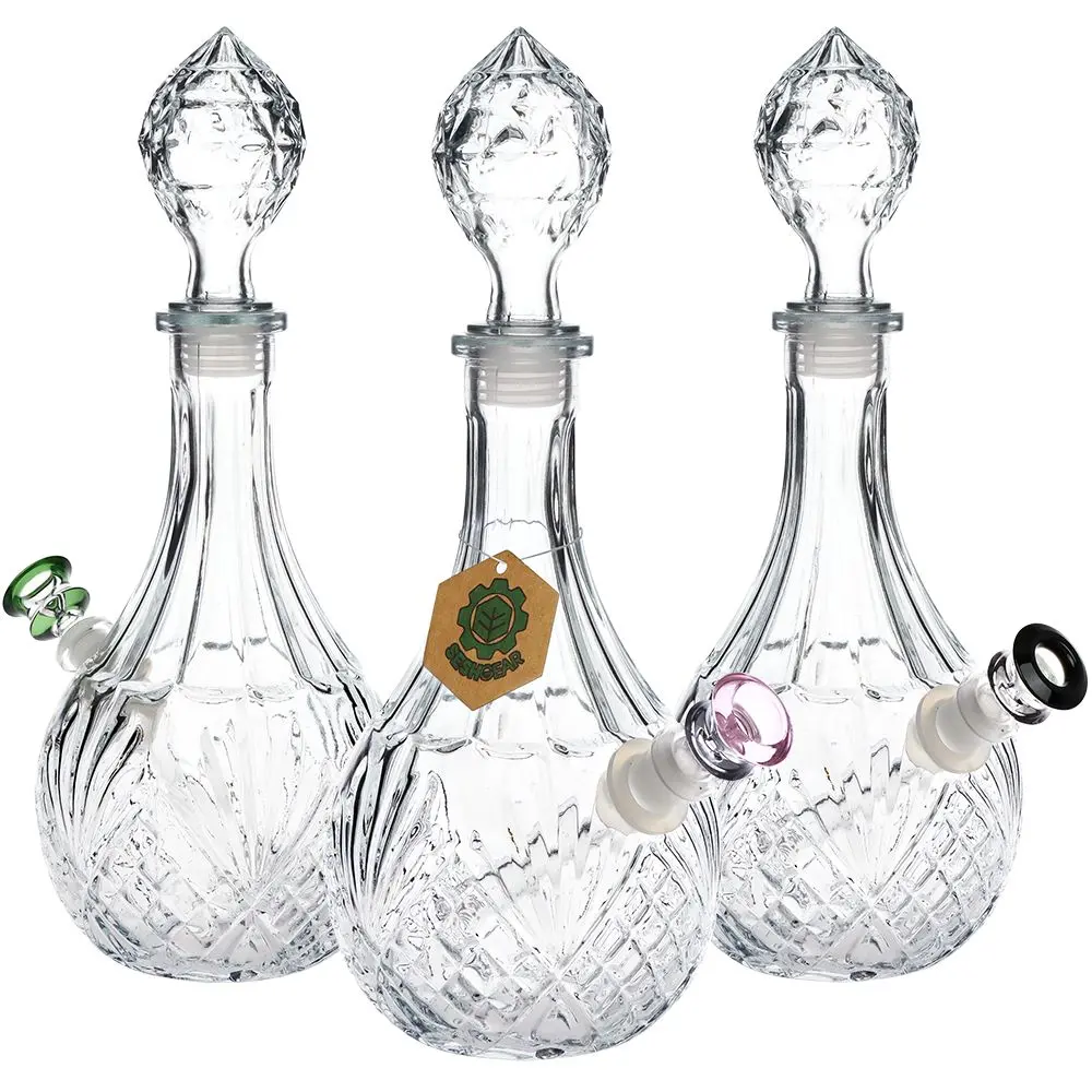 Seshgear Vintage Decanter Style Glass Water Pipe - 12.5" / 14Mm F / Water Drop / Colors Vary 1