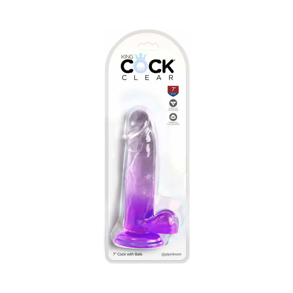 King Cock Clear With Balls 7In Purple 1