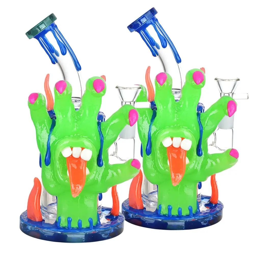 Reach Out And Taste The World Glow In The Dark Water Pipe - 8" / 14Mm F 1