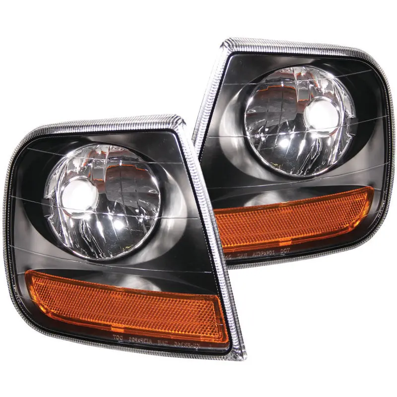 Anzo Corner Lights 1997-2003 Ford F-150 Harley Davidson Style Corner Lights Black W/ Amber Reflector 1
