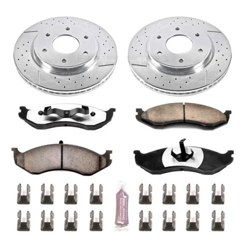 Power Stop 90-99 Jeep Cherokee Front Z36 Truck & Tow Brake Kit 1