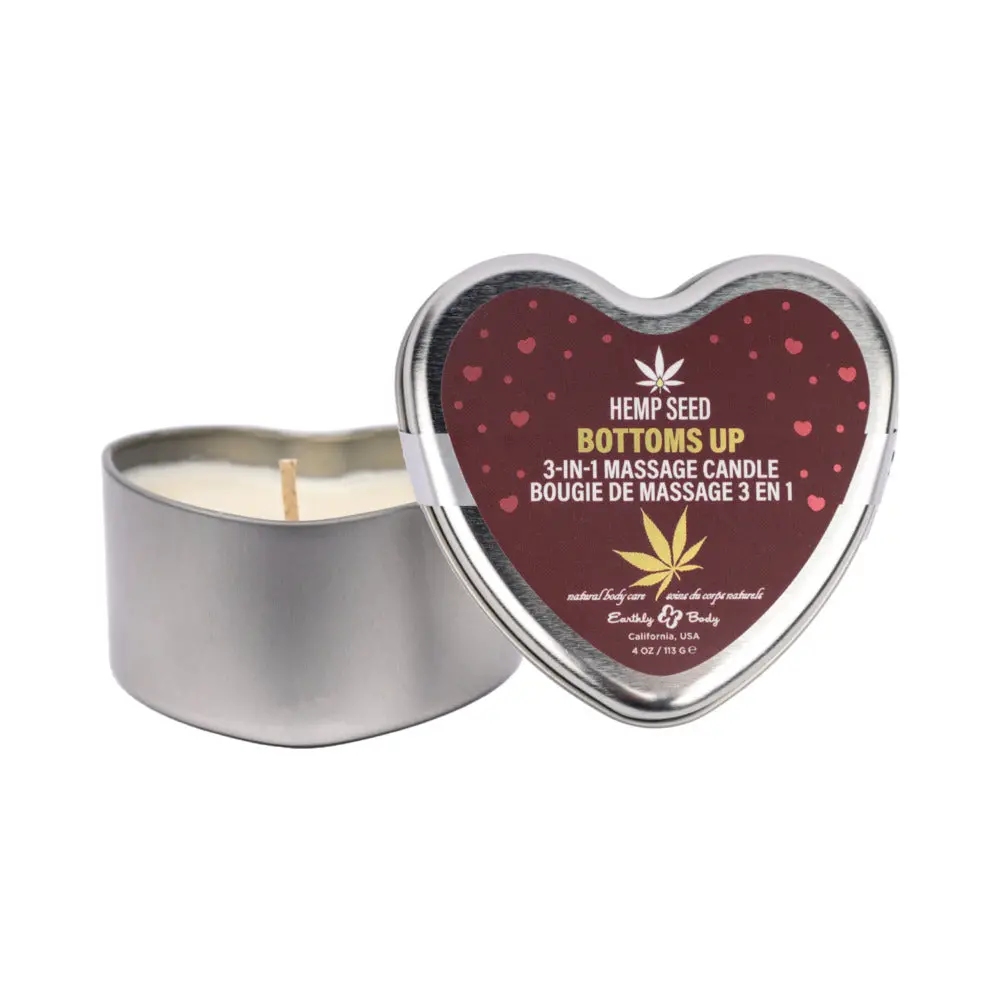 Earthly Body Hemp Seed Valentine 3-In-1 Massage Candle Bottom's Up 4.7 Oz. 1