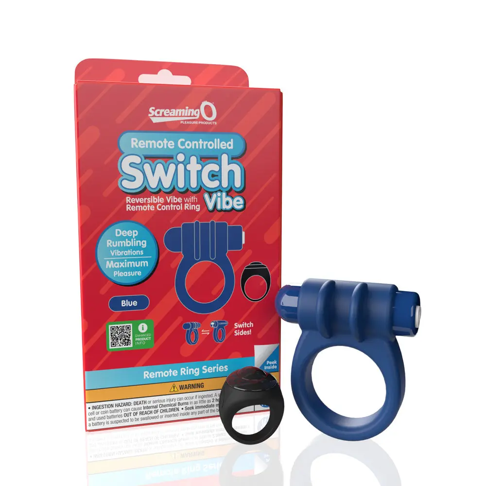 Screaming O Remote Controlled Switch Vibrating Ring Blue 1