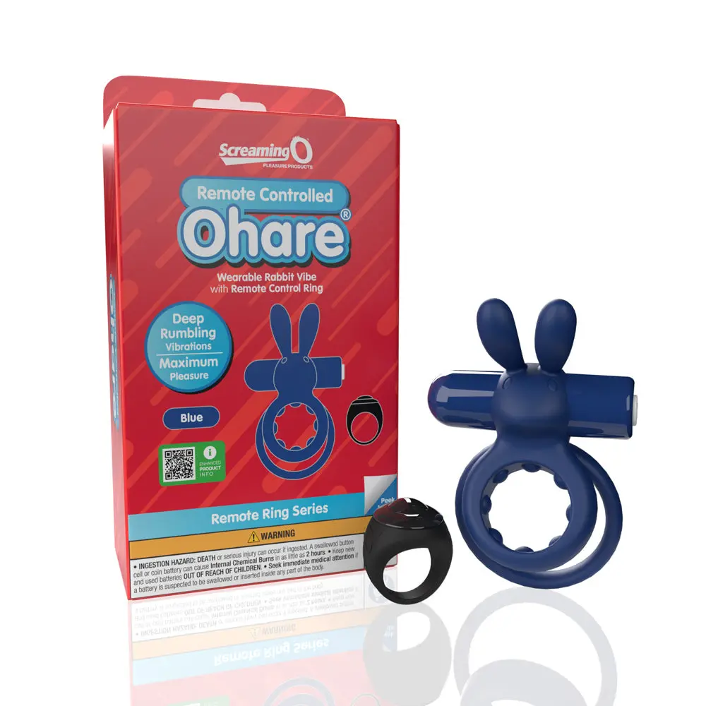 Screaming O Remote Controlled Ohare Vibrating Ring Blue 1