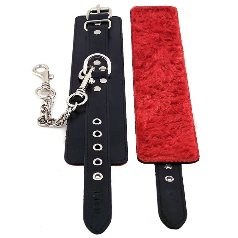 Rouge Fur Wrist Cuffs Black / Red 1