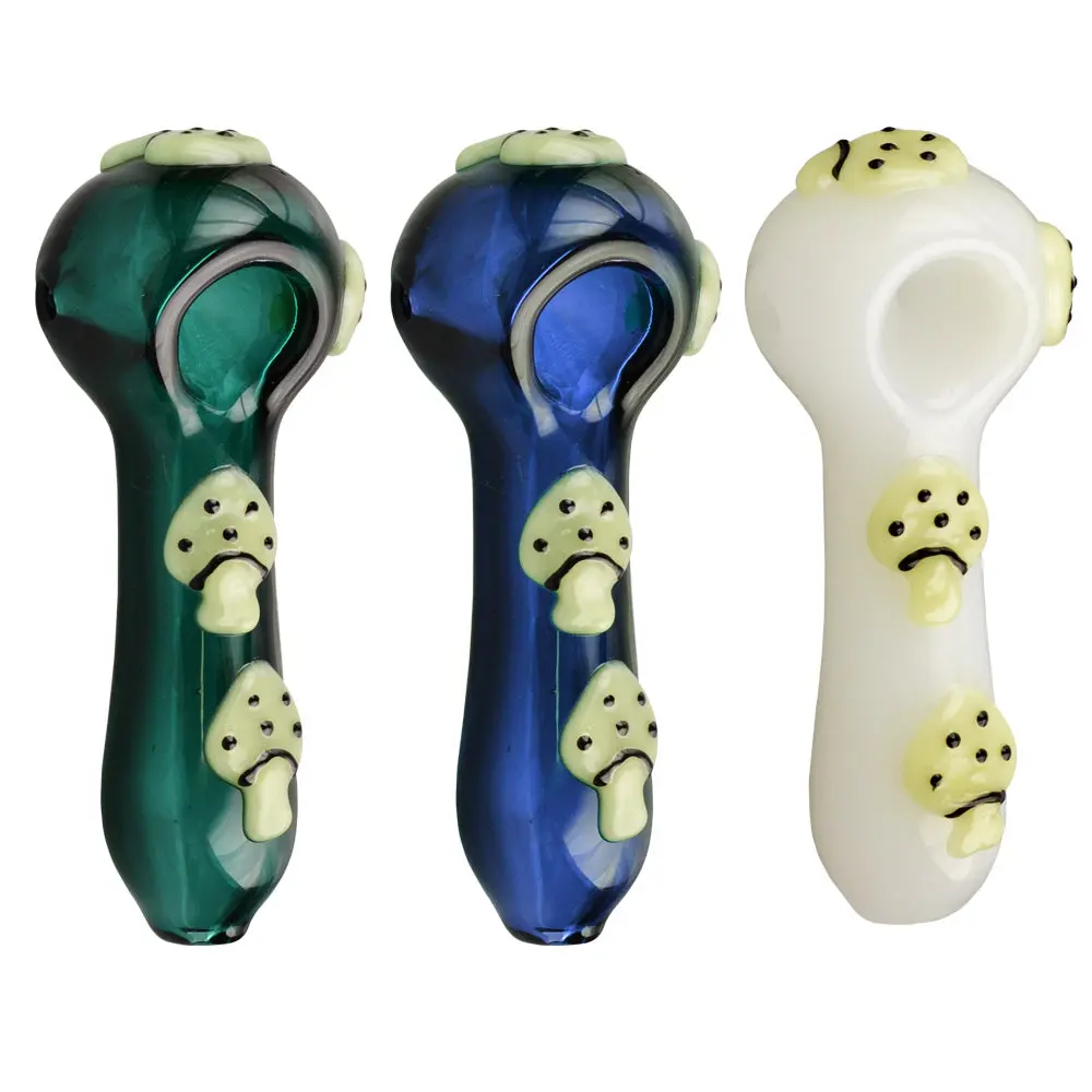 Glow In The Dark Mushroom Spoon Pipe - 4" / Colors Vary 1