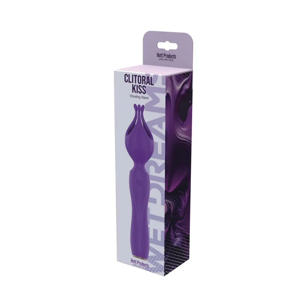 Wet Dreams Clitoral Kiss Flower Petal Silicone Vibrator Purple 1