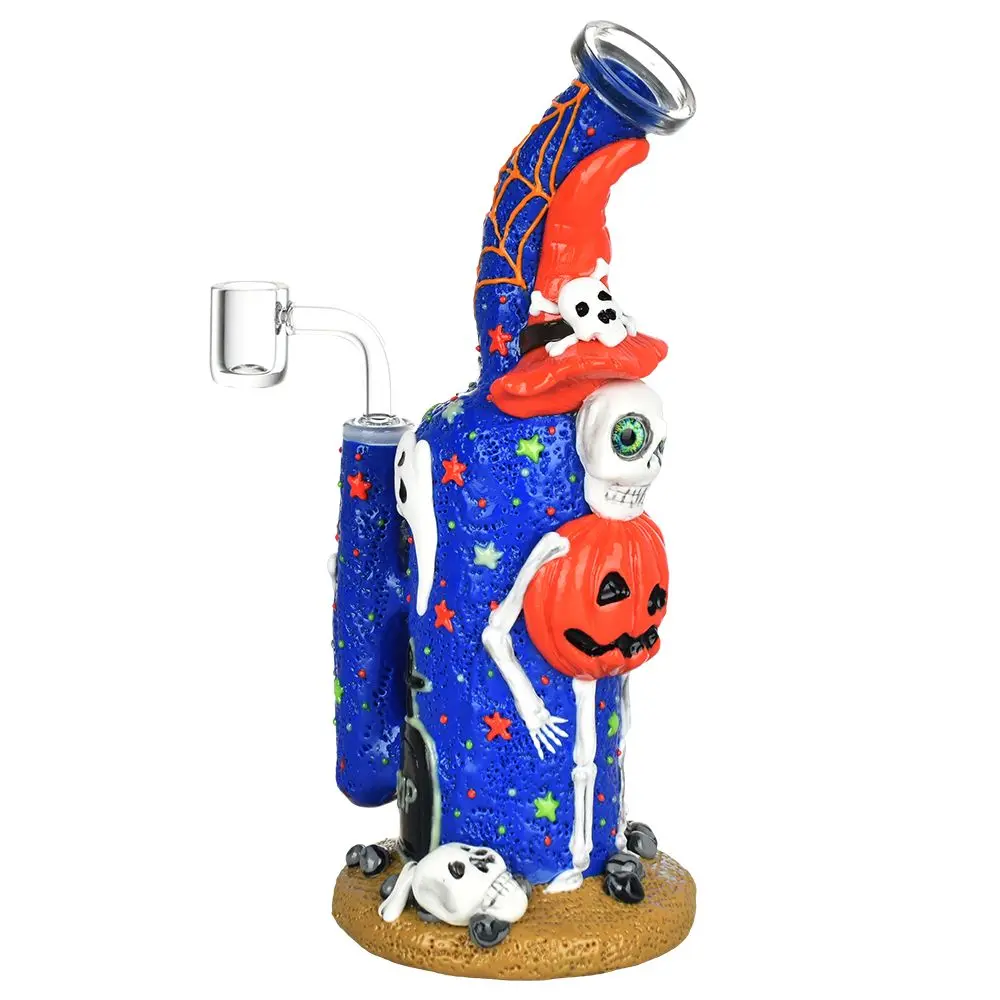 Frightening Fiesta Enamel On Glow In The Dark Glass Dab Rig - 9.5" 1