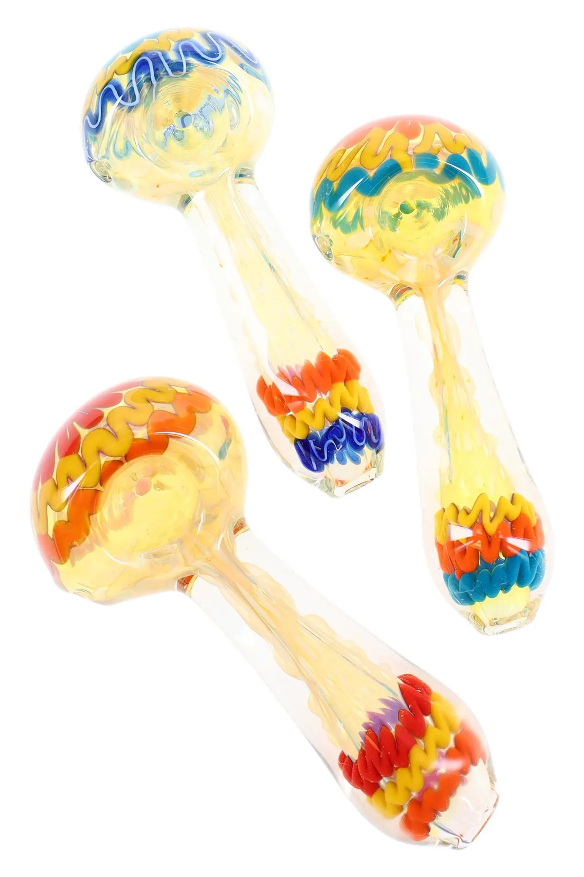 Color-Changing Gold Fumed Squiggle Glass Pipe “Zigzag Pop” – 4″ – Assorted Colors 1