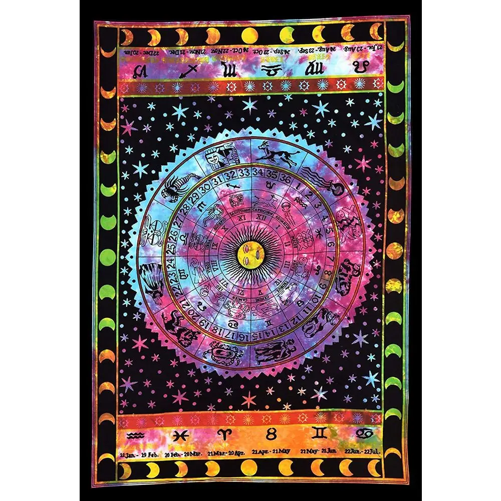 Tie Dye Zodiac Tapestry - 54"X 86" 1