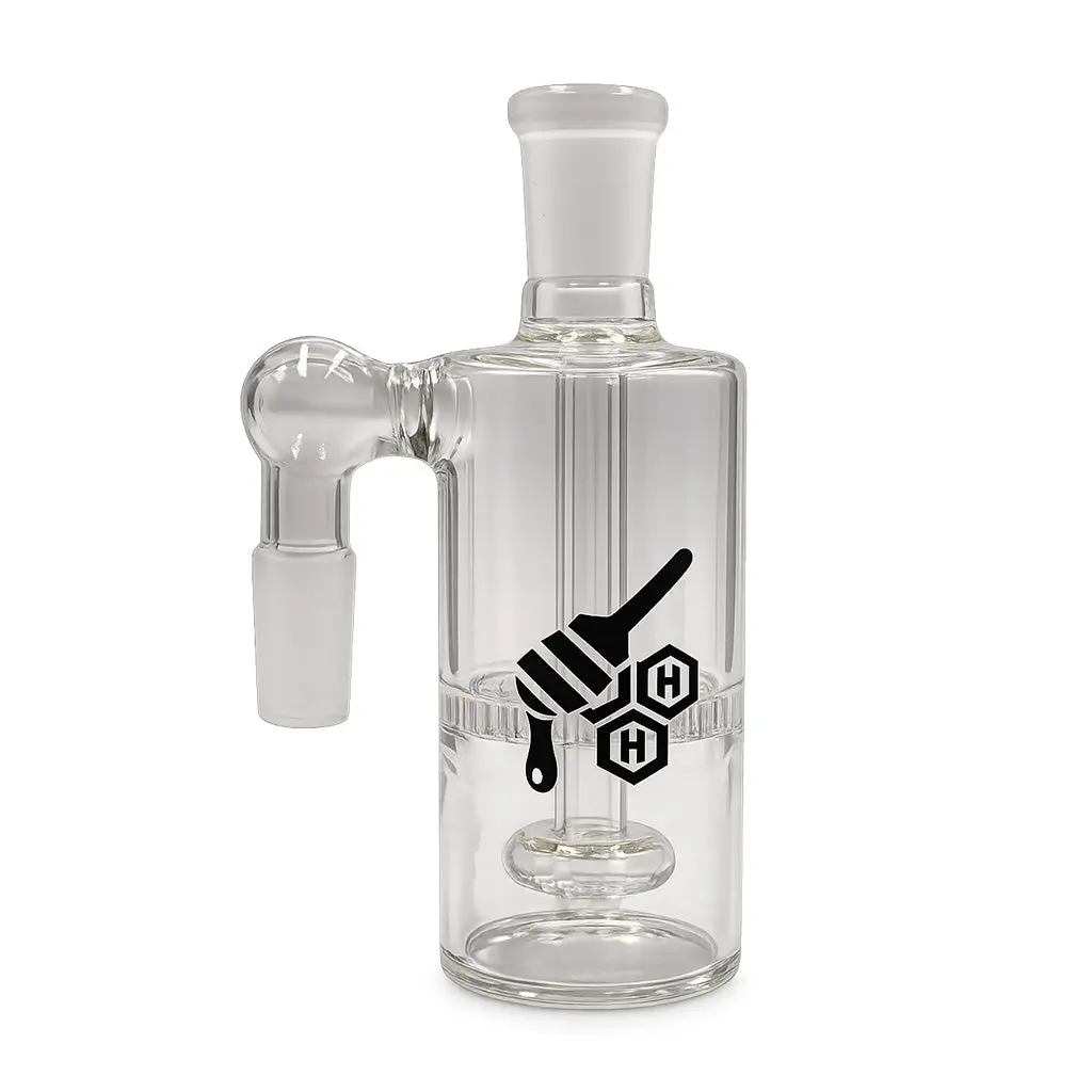 Honeybee Herb Core Cylinder Double Perc Glass Ash Catcher 2