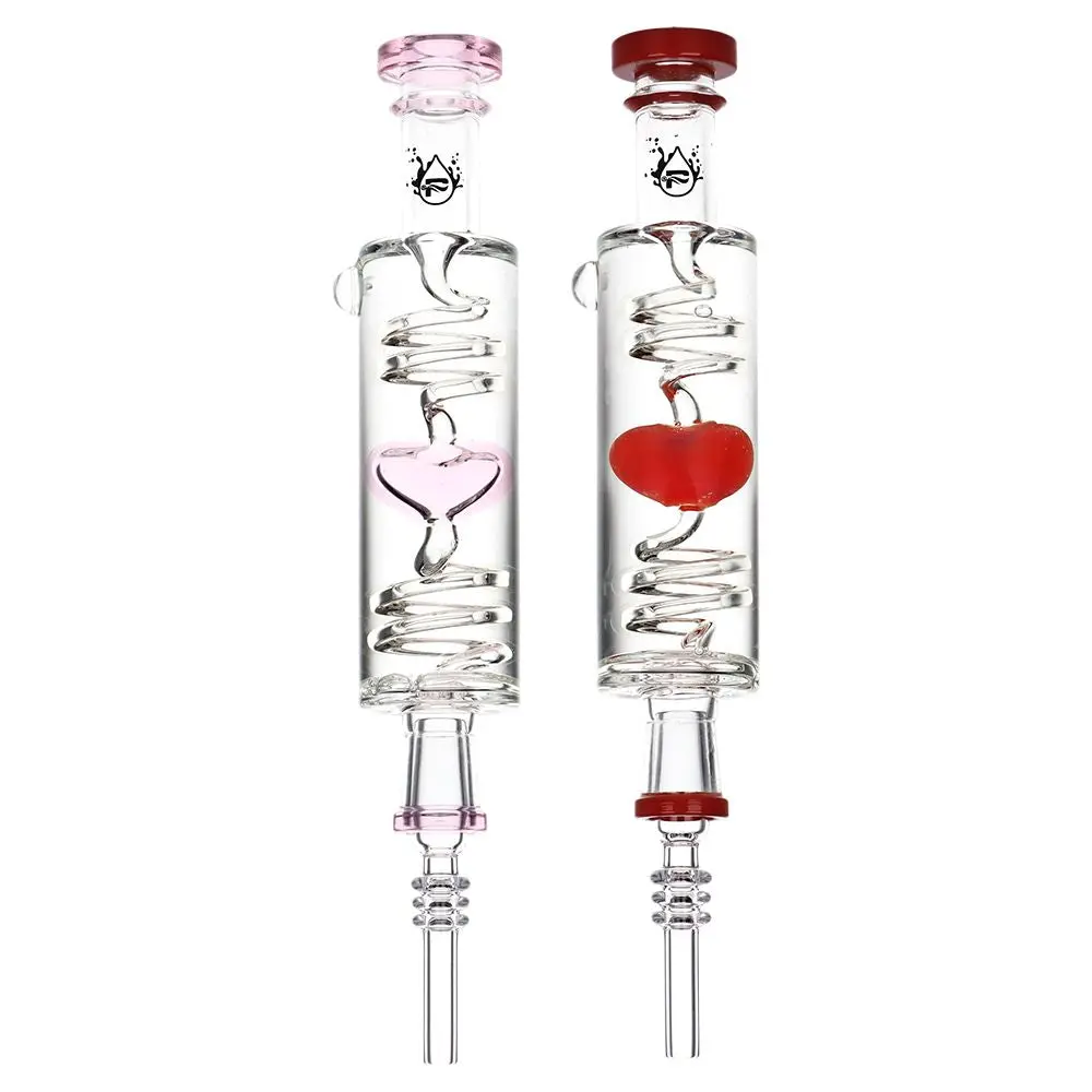 2Pc Set - Pulsar Cool Down My Heart Glycerin Glass Dab Straw - 9.5" / Assorted Colors 1