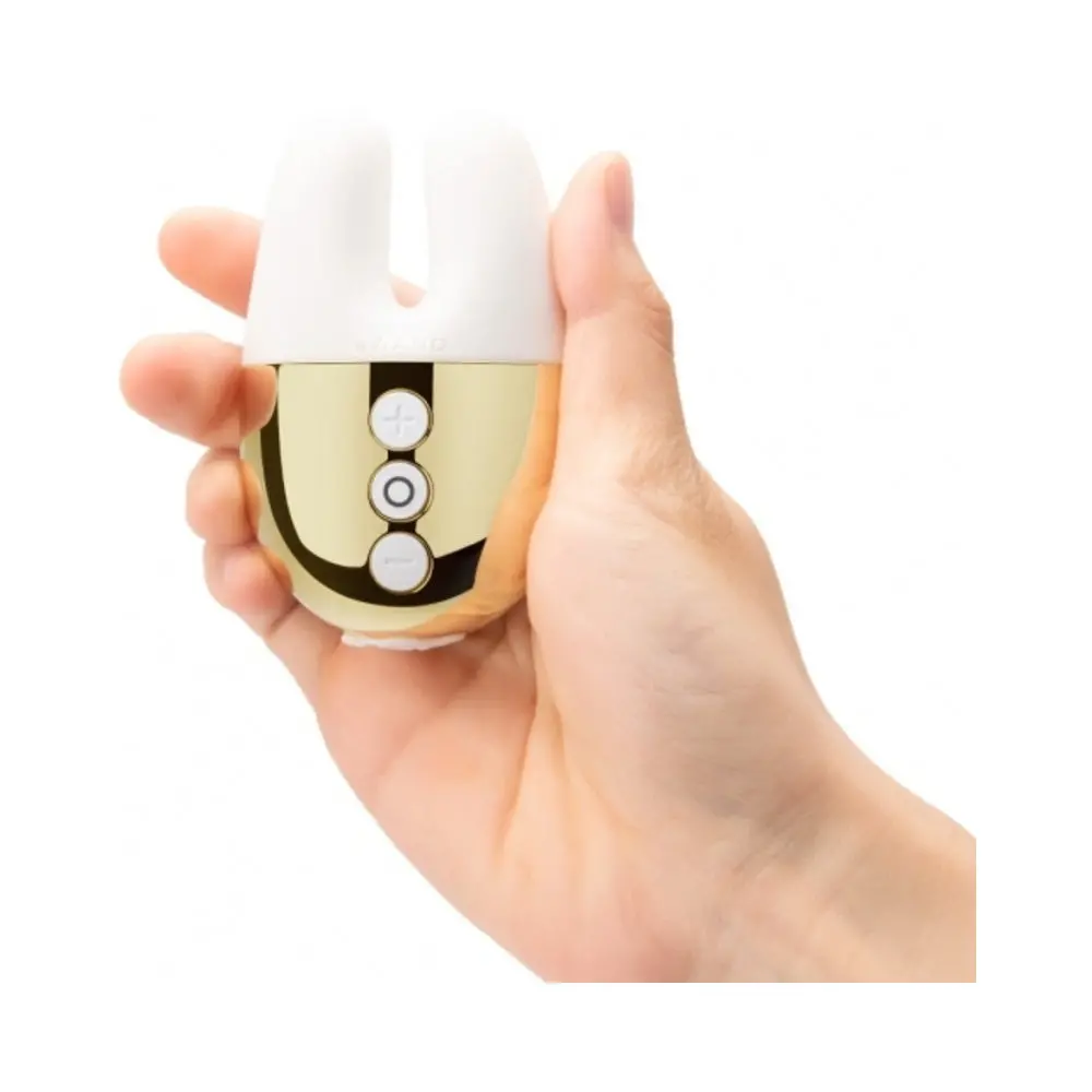 Le Wand Chrome Double Vibe Rechargeable Silicone Mini Vibrator White/Gold 2