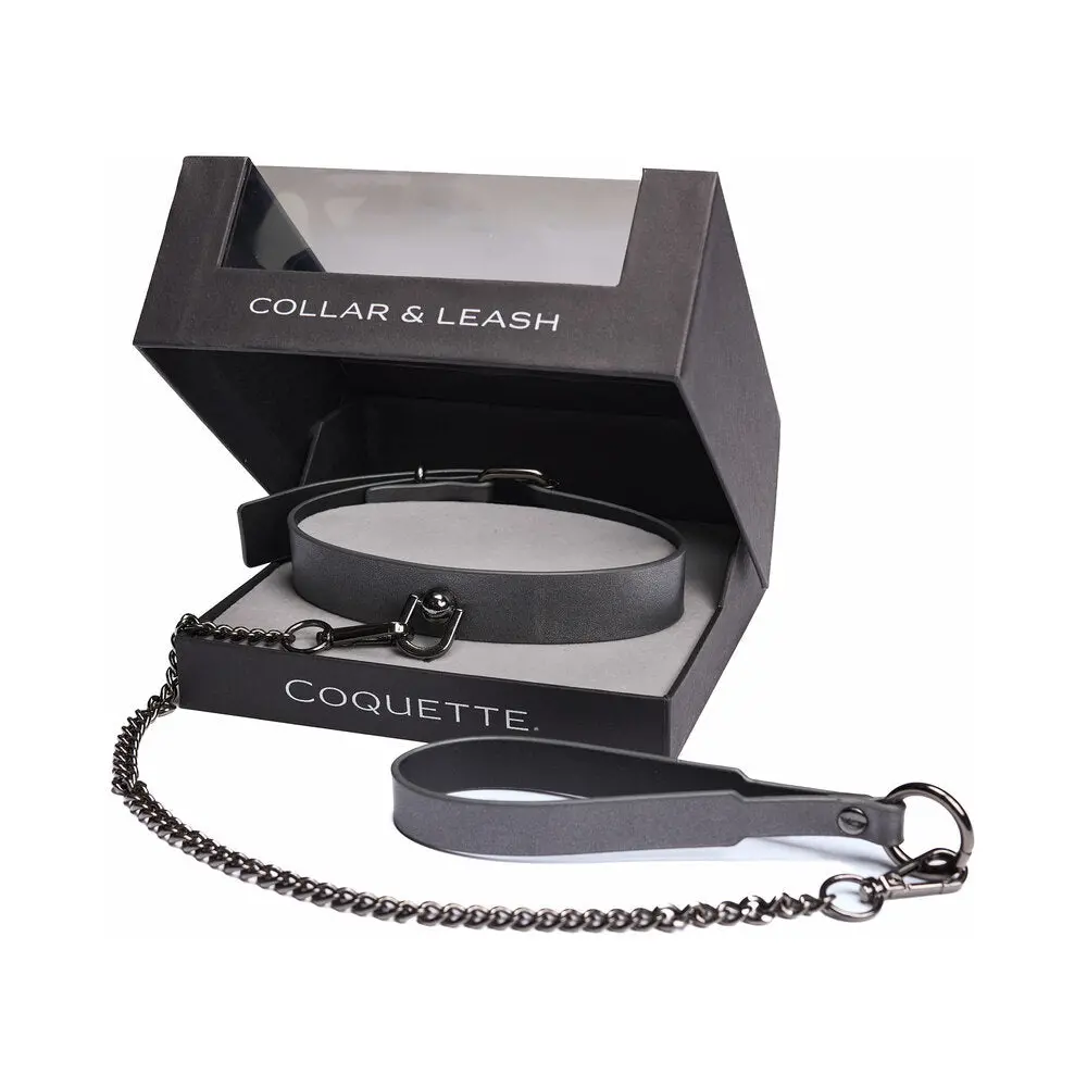 Coquette Pleasure Collar & Leash Grey 1