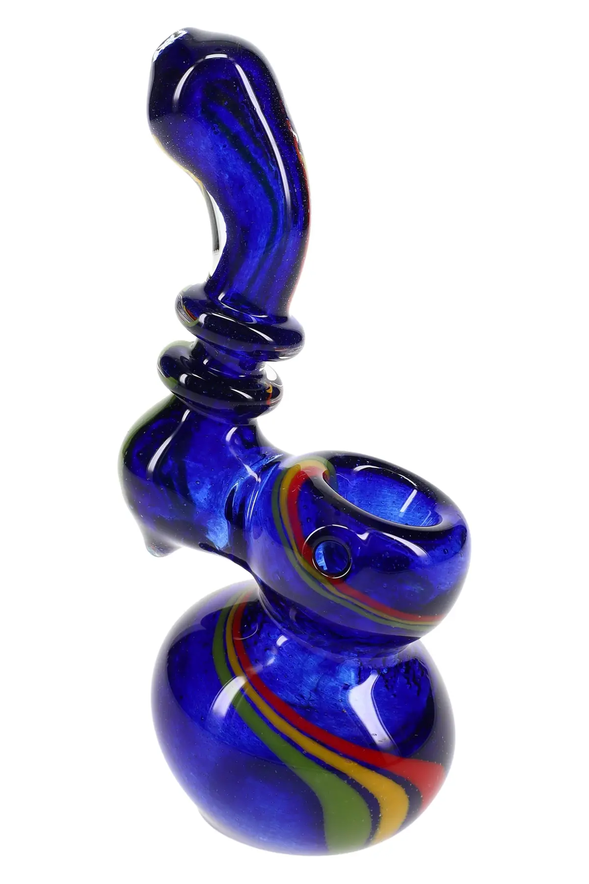 Rasta Swirl Frit Glass Sherlock Bubbler “Rasta Ripple” – 5″ – Assorted Colors 1