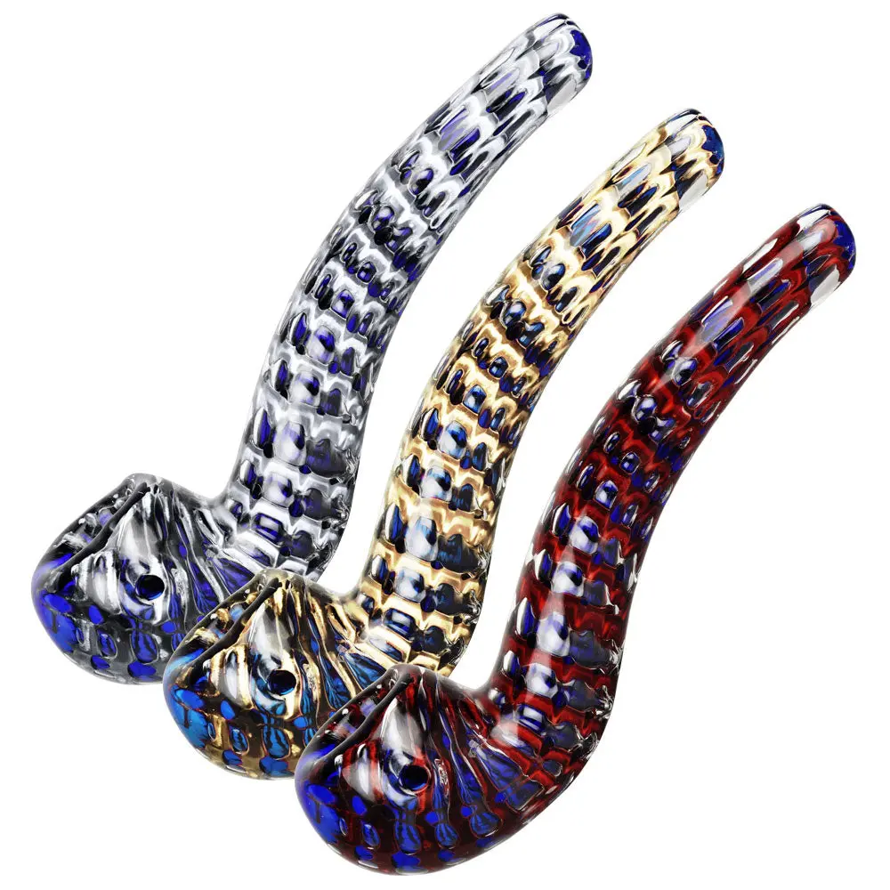 Striated Two Tone Bubbly Glass Long Pipe - 6" / Colors Vary 1