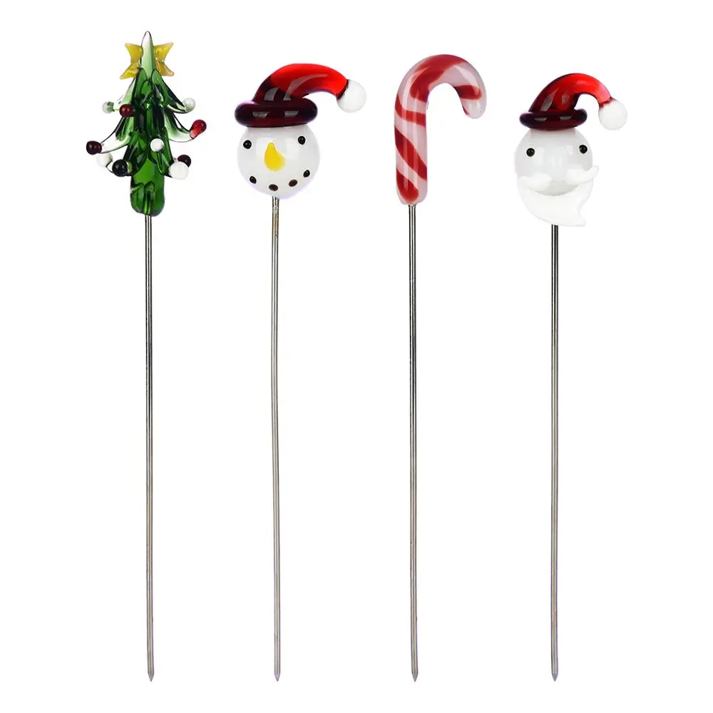 Christmas Collection Glass Tip Hairpin Poker Tool - 5" / 4Ct 1