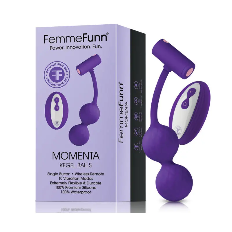 Femmefunn Momenta Rechargeable Remote-Controlled Silicone Kegel Balls Purple 1