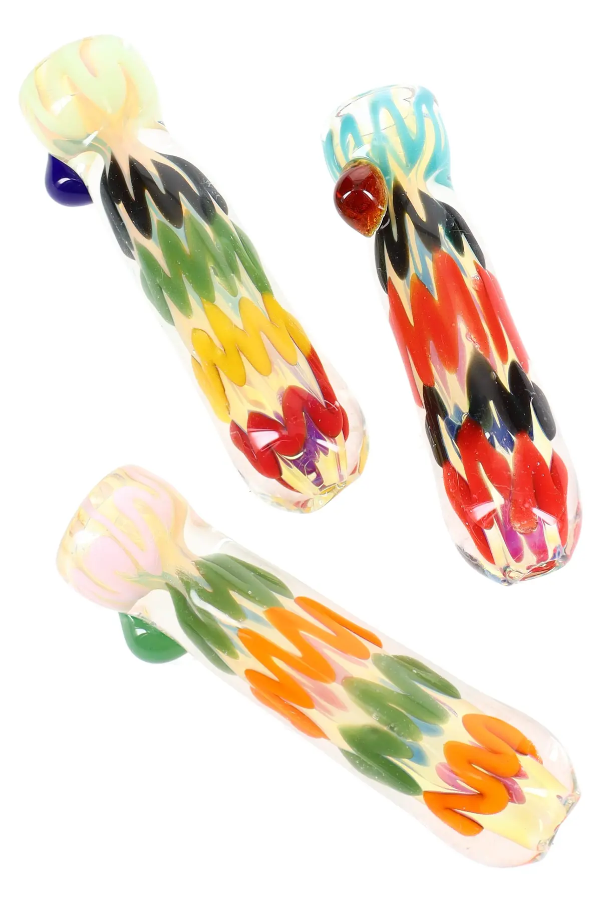 Color Changing Glass Chillum “Squiggle Stick” – 3″ – Assorted Colors 1