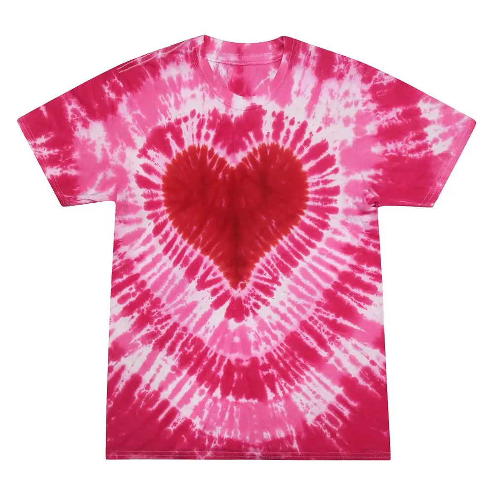 Short Sleeve Tie Dye T-Shirt | Pink Heart 1