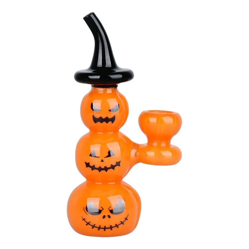 Halloween Pumpkin Pile Up Glass Bubbler - 5.75" 1