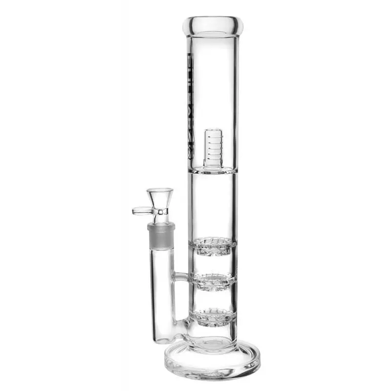 Pulsar Triple Perc Straight Tube Bong 14" 1