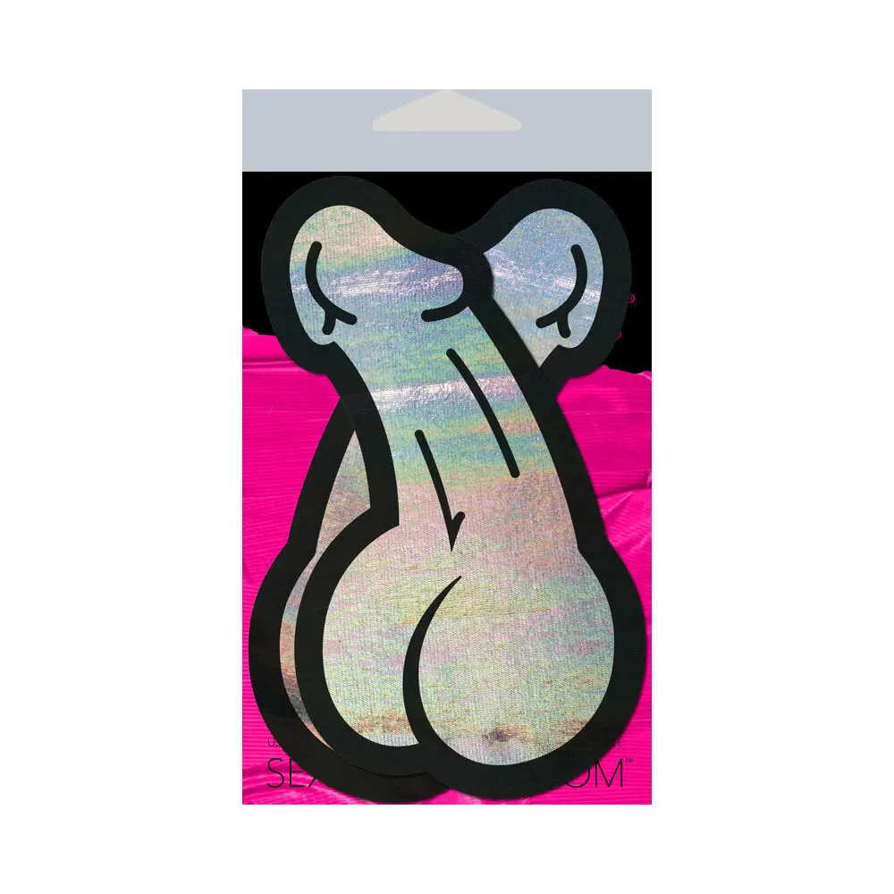 Pastease Penis: Holographic Silver Dick Nipple Pasties 1