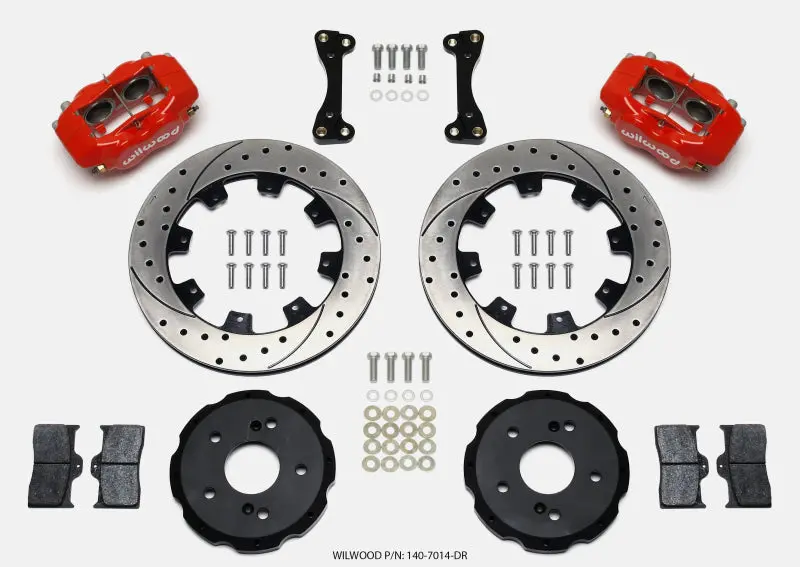 Wilwood Forged Dynalite Front Hat Kit 12.19In Drilled Red 02-06 Acura Rsx-5 Lug 1