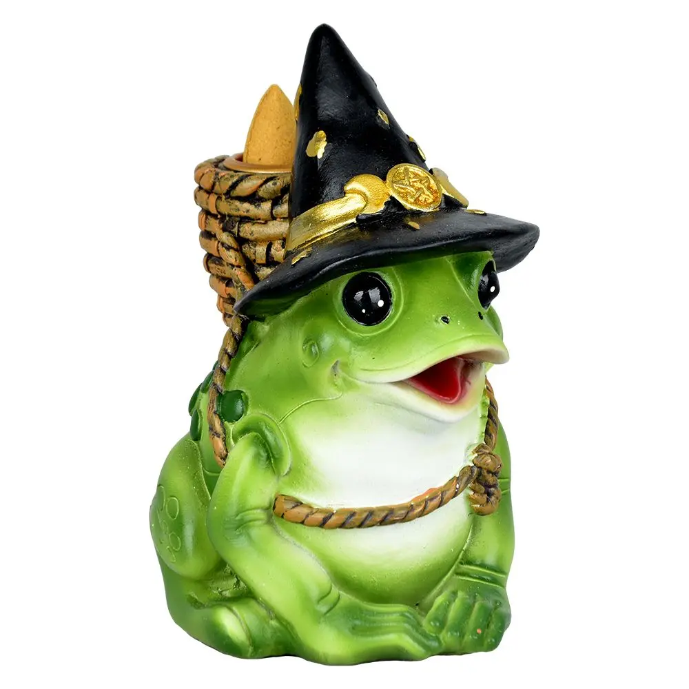Bewitching Frog Back Flow Incense Burner - 5" 1